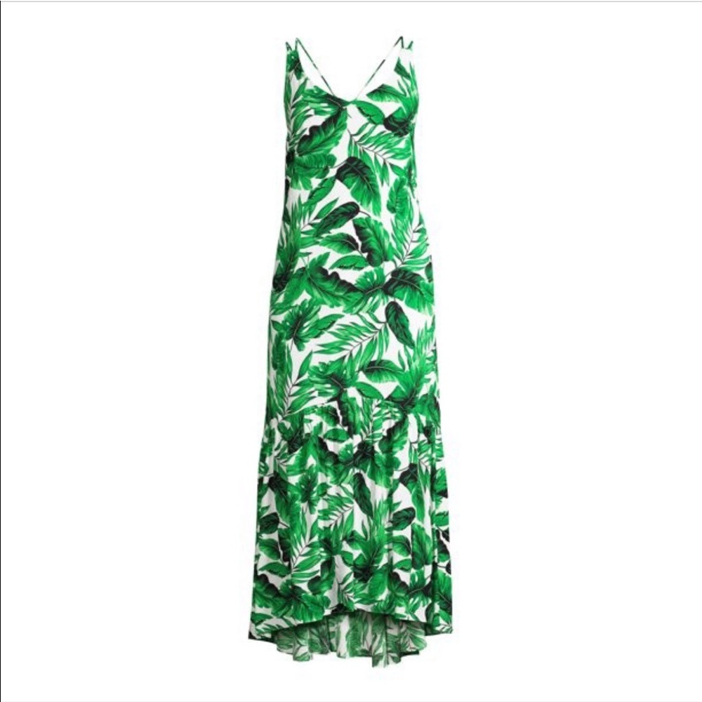 Scoop NYC Green Leaf Print Maxi Dress